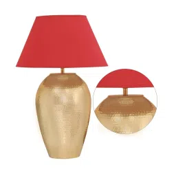 kapoor lampshades Burnie Maroon Cotton Shade Night Lamp With Mild Steal Base image 5