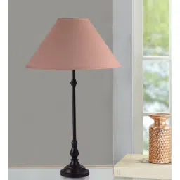 kapoor lampshades Beige Cottan Fabric Shade Table Lamp With Black Base-picture-32