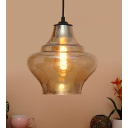 kapoor lampshades Classic Abalone Gold Glass and Metal Hanging Light-picture-17