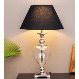kapoor lampshades Zucchero Black Cotton Shade Table Lamp With Nickel Base-picture-25