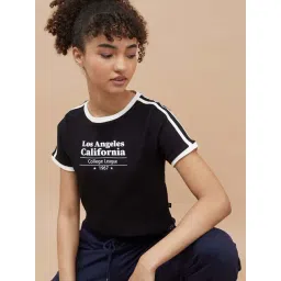 Kappa Black Cotton Regular Fit Printed T-Shirt-picture-31