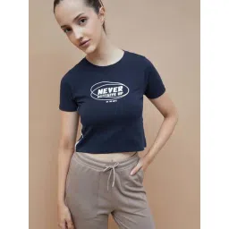 Kappa Dark Blue Regular Fit Printed Crop T-Shirt-picture-11