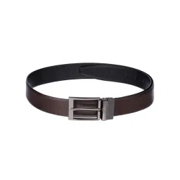 Kara Black & Brown Textured Leather Formal Reversible Belt for Men-image-23