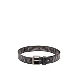Kara Black Stitched Leather Waist Belt-image-49