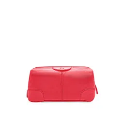 Kara Unisex Red Solid Obama Travel Leather Toiletry Kit-picture-11