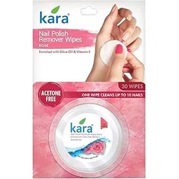 Kara Nail Polish Remover Wipes Rose 30 Pulls, Enriched with Olive Oil & Vitamin E, Acetone Free, One Wipe Cleans Upto 10 Nails-picture-17