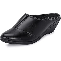 karaddi Women's Formal Shoes | Comfortable Stylish Back Open Wedge Heel Pull on Bellies & Ballerina for Womens | Mule Slip on Shoes Women-picture-13