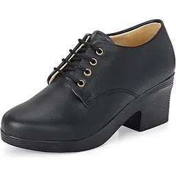 karaddi Women's Formal Shoes | Lace up for Women | Block Heel Derby Shoes-picture-17