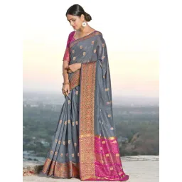 KARAGIRI Grey Woven Saree With Unstitched Blouse-picture-15