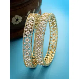 Karatcart American Diamond Studded Gold Plated Bangles for Women Set of 2-picture-28