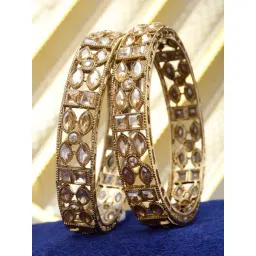Karatcart Antique Gold-Plated Kundan Studded Bangles for Women - Set of 2-picture-18