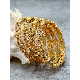 Karatcart Antique Gold-Plated Mata Laxmi Rajwadi Temple Bangle Set for Women - Set of 4-picture-22