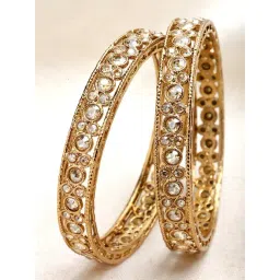 Karatcart Antique Gold-Plated Round Shape Kundan Rajwadi Bangles for Women - Set of 2-picture-46