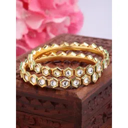 Karatcart Antique Kundan Gold-Plated Rajwadi Bangles for Women - Set of 2-picture-21