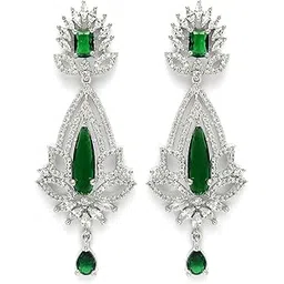 karatcart Elegant Silver Plated Blue American Diamond Jhumki Earrings for Women-picture-20