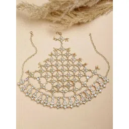 Karatcart Floral Gold Plated Pearl and Kundan Studded Hair Juda for Women-picture-30