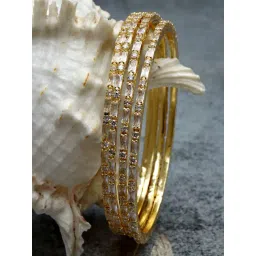 Karatcart Gold-Plated American Diamond Studded Handcrafted Bangles for Women - Set of 4-picture-41