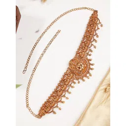 KARATCART Gold-Plated Artificial Beaded Lakshmi Mata Temple Kamarbandh Waist Chain-picture-28