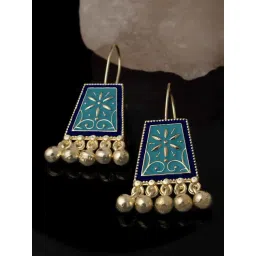 Karatcart Gold-Plated Blue And Light Blue Meena Drop Earrings for Women-picture-40