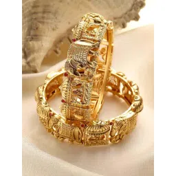 Karatcart Gold Plated Bride Doli and Elephant Design Bangles for Women Set of 2-picture-42