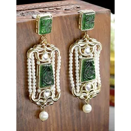 KARATCART Gold-Plated Contemporary Drop Earrings image 1