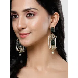 KARATCART Gold-Plated Contemporary Drop Earrings image 2