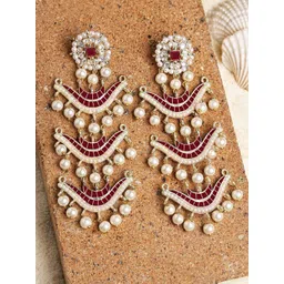 KARATCART Gold Plated Contemporary Kundan Drop Earrings-picture-28