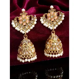 KARATCART Gold-Plated Dome Shaped Jhumkas Earrings-picture-33