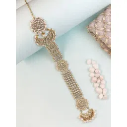 Karatcart Gold Plated Handcrafted Kundan Bridal Wedding Hair Braid Choti for Women-picture-38