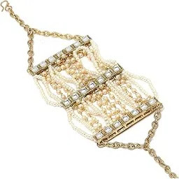 karatcart Gold Plated Kundan and Pearl Bracelet for Women-picture-43