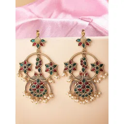 KARATCART Gold Plated Kundan Drop Earrings-picture-28