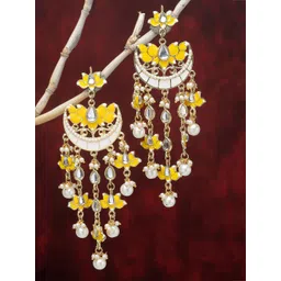 KARATCART Gold-Plated Kundan-Studded Contemporary Drop Earrings-picture-40