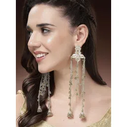 KARATCART Gold Plated Kundan Studded Dome Shaped Jhumkas-picture-24