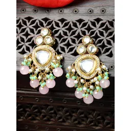 KARATCART Gold Plated Kundan Studded Drop Earrings-picture-17