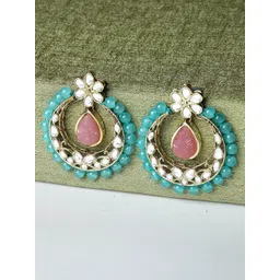 KARATCART Gold Plated Kundan Studded Drop Earrings-picture-41