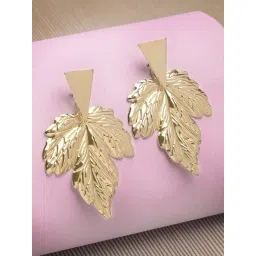 Karatcart Gold Plated Leaf Design Dangler Earrings-picture-14