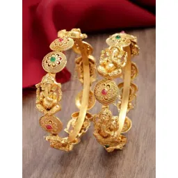 Karatcart Gold-Plated Lord Ganesha Temple Bangles Set for Women - Set of 2-picture-11