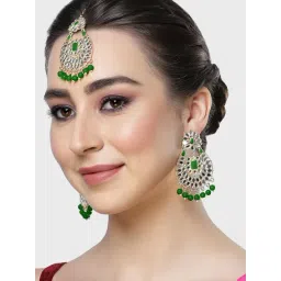 Karatcart Gold-Plated Mirror And Green Beads Studded-picture-26