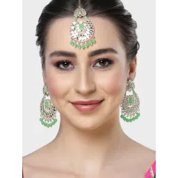 Karatcart Gold-Plated Mirror And Light Green Beads Studded-picture-25