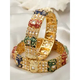 Karatcart Gold-Plated Navratan Meena Bangles Women - Set of 2-picture-48