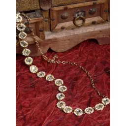 Karatcart Gold Plated Pearl and Kundan Studded Beaded Hair Band for Women-picture-19