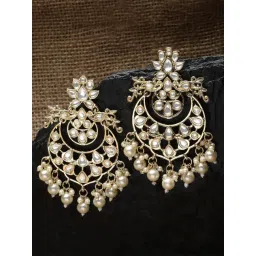Karatcart Gold-Plated Pearl & Kundan Studded Dangler Earrings for Women-picture-12