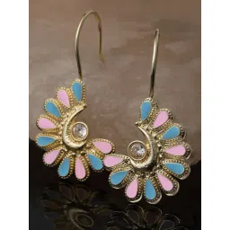 Karatcart Gold-Plated Pink And Light Blue Meena Drop Earrings for Women-picture-29