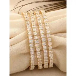 Karatcart Gold Plated Square American Diamond Studded Bangles for Women Set of 4-picture-10