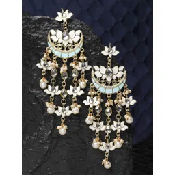 KARATCART Gold-Plated Stone Studded & Beaded Drop Earrings-picture-10
