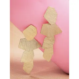 Karatcart Gold Plated Textured Contemporary Dangler Earrings For Women-picture-38