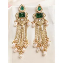 Karatcart Gold-Tone Plated Green Earrings for Women-picture-36