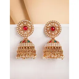 Karatcart Gold-Tone Plated Red & Green Earrings for Women-picture-44