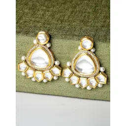 Karatcart Golden Triangle Polki Kundan Dangler Earrings for Women-picture-10