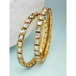 Karatcart Kundan Antique Gold-Plated Rajwadi Bangles for Women - Set of 2-picture-41